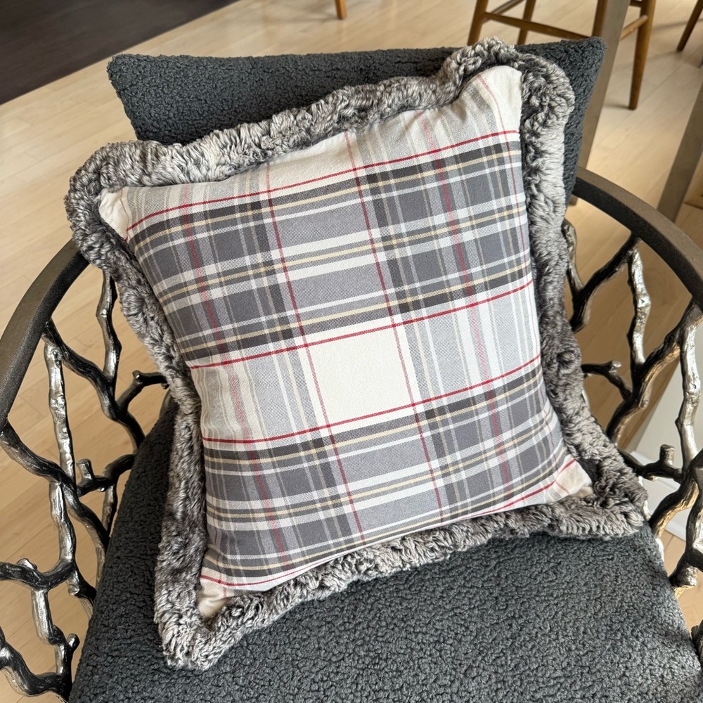 Pottery Barn Pillow Cover with Faux Fur Trim